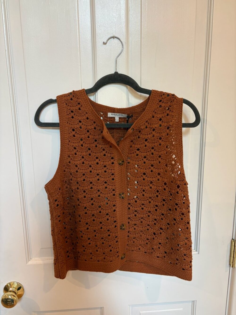 Scotch & Soda Crochet Button-Front Sweater Vest, Size M, NWT